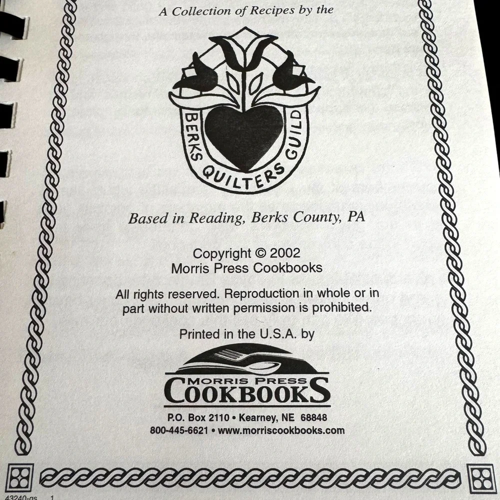 Berks Quilters‎ Guild Cookbook Berks County Reading, PA Recipes Vintage 2002